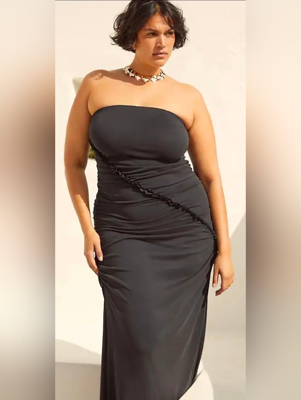Anthropologie Strapless Ruched Midi Dress - Picture 6 of 8